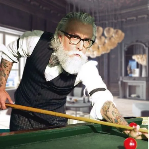 old man playing pool